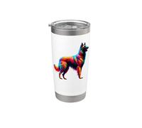 Paint Art Belgian Malinois Belgian Shepherd Mally Bicchiere termico in acciaio inox doppia parete