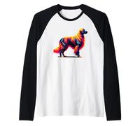 Paint Art Flat-Coated Retriever Maglia con Maniche Raglan
