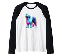 Paint Art Old English Sheepdog Maglia con Maniche Raglan