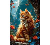 Paint by Number for Adult,Cat Landscape DIY Oil Painting Kits on Canvas for Beginner,with Brushes and Acrylic Pigment,Paint by Numbers Arts and Crafts Kit for Home Decor Without Frame,40x50cm