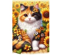 Paint by Number for Adult,Cat Sunflower DIY Oil Painting Kits on Canvas for Beginner,with Brushes and Acrylic Pigment,Paint by Numbers Arts and Crafts Kit for Home Decor Without Frame,40x50cm