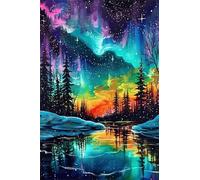 Paint by Number for Adult,Colorful Starry Sky River DIY Oil Painting Kits on Canvas for Beginner,with Brushes and Acrylic Pigment,Paint by Numbers Arts and Crafts Kit for Home Decor with frame,50x65cm