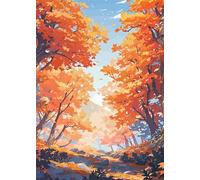 Paint by Number for Adult,Falling Leaves Autumn DIY Oil Painting Kits on Canvas for Beginner,with Brushes and Acrylic Pigment,Paint by Numbers Arts and Crafts Kit for Home Decor Without Frame,40x50cm