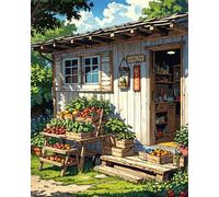 Paint by Number for Adult,House Garden Plants DIY Oil Painting Kits on Canvas for Beginner,with Brushes and Acrylic Pigment,Paint by Numbers Arts and Crafts Kit for Home Decor with frame,50x65cm