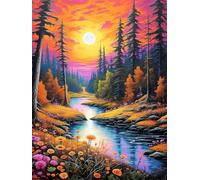 Paint by Number for Adult,Landscape Autumn DIY Oil Painting Kits on Canvas for Beginner,with Brushes and Acrylic Pigment,Paint by Numbers Arts and Crafts Kit for Home Decor Without Frame,55x70cm