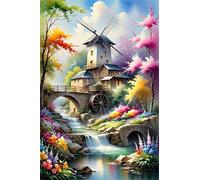 Paint by Number for Adult,Landscape River DIY Oil Painting Kits on Canvas for Beginner,with Brushes and Acrylic Pigment,Paint by Numbers Arts and Crafts Kit for Home Decor with frame,50x65cm