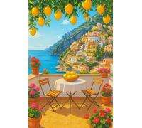 Paint by Number for Adult,Lemon Coast Village DIY Oil Painting Kits on Canvas for Beginner,with Brushes and Acrylic Pigment,Paint by Numbers Arts and Crafts Kit for Home Decor Without Frame,40x50cm