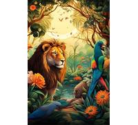 Paint by Number for Adult,Lion Jungle DIY Oil Painting Kits on Canvas for Beginner,with Brushes and Acrylic Pigment,Paint by Numbers Arts and Crafts Kit for Home Decor Without Frame,40x50cm