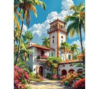 Paint by Number for Adult,Loft Garden Clouds DIY Oil Painting Kits on Canvas for Beginner,with Brushes and Acrylic Pigment,Paint by Numbers Arts and Crafts Kit for Home Decor with frame,50x65cm
