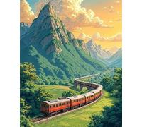 Paint by Number for Adult,Mountains Jungle Trees DIY Oil Painting Kits on Canvas for Beginner,with Brushes and Acrylic Pigment,Paint by Numbers Arts and Crafts Kit for Home Decor Without Frame,40x50cm
