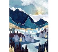Paint by Number for Adult,Mountains Sunrise DIY Oil Painting Kits on Canvas for Beginner,with Brushes and Acrylic Pigment,Paint by Numbers Arts and Crafts Kit for Home Decor with frame,50x65cm