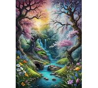 Paint by Number for Adult,Nature River DIY Oil Painting Kits on Canvas for Beginner,with Brushes and Acrylic Pigment,Paint by Numbers Arts and Crafts Kit for Home Decor with frame,50x65cm
