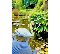 Paint by Number for Adult,Pond Swan DIY Oil Painting Kits on Canvas for Beginner,with Brushes and Acrylic Pigment,Paint by Numbers Arts and Crafts Kit for Home Decor with frame,50x65cm