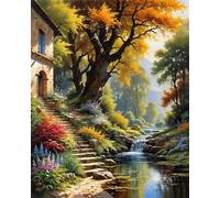 Paint by Number for Adult,River Summer DIY Oil Painting Kits on Canvas for Beginner,with Brushes and Acrylic Pigment,Paint by Numbers Arts and Crafts Kit for Home Decor Without Frame,40x50cm