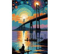 Paint by Number for Adult,Starry Sky Building DIY Oil Painting Kits on Canvas for Beginner,with Brushes and Acrylic Pigment,Paint by Numbers Arts and Crafts Kit for Home Decor Without Frame,40x50cm