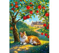 Paint by Number for Adult,Tree House Cat DIY Oil Painting Kits on Canvas for Beginner,with Brushes and Acrylic Pigment,Paint by Numbers Arts and Crafts Kit for Home Decor Without Frame,40x50cm
