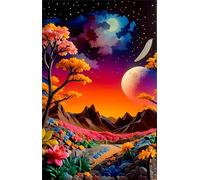 Paint by Number for Adult,Valley Starry Sky DIY Oil Painting Kits on Canvas for Beginner,with Brushes and Acrylic Pigment,Paint by Numbers Arts and Crafts Kit for Home Decor with frame,50x65cm
