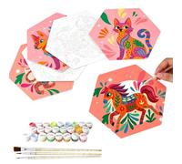 Paint By Numbers - 6PCS Paper Animal Canvas Kit | Acrylic Paint Brushes
