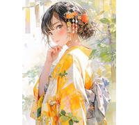Paint by Numbers Dipingere con i numeri, fai da te, dipinto a mano, per principianti e adulti, decorazione per la casa, regalo di compleanno, Natale, 40 x 50 cm, senza cornice, kimono giapponese