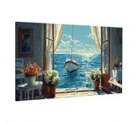 Paint by Numbers Italia, Dipingere con i Numeri Adulti Oceano, Fai Da Te Quadri da Dipingere Numerati, Painting by Numbers con Pennelli Pigmento Acrilici Tela 90x40cm, Decora la casa Regalo Donna Q-57
