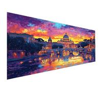 Paint by Numbers Ponte Dipingere con i Numeri Architettura Colorare con i Numeri Adulti e Bambini con Pennelli Pittura a Pigmento Acrilico Disegno, Decorazioni Autunnali, Regalo Donna 60X168cm L6-38