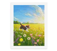 Paint by Numbers Un colorato Border Collie che corre in un campo di fiori Kit per pittura digitale per adulti Crea la tua scena magica forniture artistiche senza cornice 40 x 50 cm