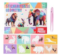 Paint by Sticker Book - Set artistico per bambini da 11,02 pollici | Giocattolo adesivo geometrico riutilizzabile, attività educativa creativa per aule, feste di compleanno, viaggi e