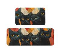 Paint Four Black Cats Set di 2 tappeti da cucina antiscivolo in legno tappetino da cucina anti fatica tappetini lunghi per casa ufficio
