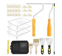 Paint Roller Kit, Adjustable Painting Tool with Extension Pole, Flexible Angle Design, Refillable Roller Brush, Smooth Even Coverage, Ideal for Home Renovation, Ceilings, Decks and Projects
