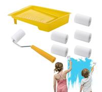 Paint Roller Set - PVC Sponge | No Dead Angles Sponge Roller Brush | Home Wall Furniture Tool With Paint Tray And Handle For DIY Painting Indoor Outdoor Ceiling Wall