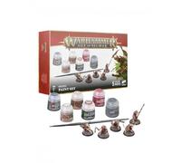 Paint Set Skaven Warhammer Age of Sigmar Set di Pittura con Colori Pennello Starter e 5 miniature Ratti del Clan in plastica da assemblare