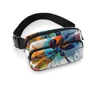 Paint Splash - Marsupio con libellula, per donne e uomini, regolabile, casual, per viaggi, sport, escursionismo, bianco, 20 x 13 cm, bianco, 7.9x5.1inches