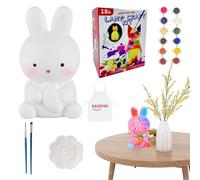 Paint Your Own Bunny Lamp, Cute Rabbit Night Light, 5.12 Inches Portable and Compact, Educational Craft Nightlight, Teens, Girls, Boys, Family Activity, School, Birthday