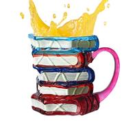Painted Book Mug - Literature Cup Holder For Writers | Glass Cute Stylish With Bookworm Design, Reading Companion Gift, Home Bookshelves Corner, Perfect For Literature Fans, 4.72x4.13x3.54 In