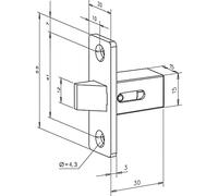 Painted chiavistello 802 Fix, 55 x 20 x 3 mm, colore: grigio, confezione da 1
