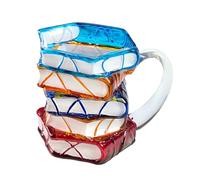 Painted Coffee Mug - Glass 9,5 x 9,5 x 10 cm | Colorful Heat-Resistant Drinkware | Book Lover Mug For Readers Librarians Writers | Tea Coffee Milk Water Juice Home Camping Dorm