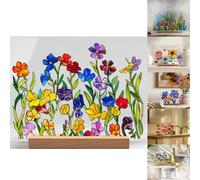 Painted Colorful Flower Pattern Decor,2024 New Painted Colorful Flower Pattern Imitation Glass Acrylic Decor,Painted Colorful Flower Pattern Imitation Glass Acrylic Decor,Home&Office Decoration (10#)