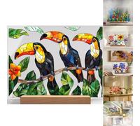 Painted Colorful Flower Pattern Decor,2024 New Painted Colorful Flower Pattern Imitation Glass Acrylic Decor,Painted Colorful Flower Pattern Imitation Glass Acrylic Decor,Home&Office Decoration (15#)