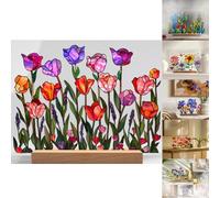 Painted Colorful Flower Pattern Decor,2024 New Painted Colorful Flower Pattern Imitation Glass Acrylic Decor,Painted Colorful Flower Pattern Imitation Glass Acrylic Decor,Home&Office Decoration (18#)