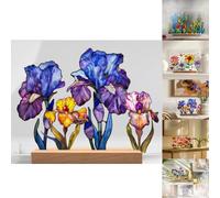 Painted Colorful Flower Pattern Decor,2024 New Painted Colorful Flower Pattern Imitation Glass Acrylic Decor,Painted Colorful Flower Pattern Imitation Glass Acrylic Decor,Home&Office Decoration (11#)