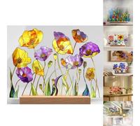 Painted Colorful Flower Pattern Decor,2024 New Painted Colorful Flower Pattern Imitation Glass Acrylic Decor,Painted Colorful Flower Pattern Imitation Glass Acrylic Decor,Home&Office Decoration (13#)