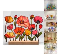 Painted Colorful Flower Pattern Decor,2024 New Painted Colorful Flower Pattern Imitation Glass Acrylic Decor,Painted Colorful Flower Pattern Imitation Glass Acrylic Decor,Home&Office Decoration (12#)
