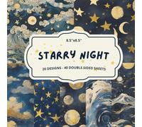 Painted Night Sky Scrapbook Paper Pad 8.5x8.5 20 Celestial Moon Stars Designs 40 Double-Sided Sheets Navy Gold for Junk Journaling Card Making ... Deep Teal Midnight Cream Crescent Wave