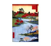Painting Japanese Woodblock Colourful Trees River Picture Wall Art Print