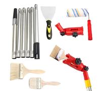 Painting Roller Kit, Multifunctional Paint Roller with Telescopic Pole and Detailing Brush, Renovation Supply Set for House Projects, Touch-Ups, Crafts, Fences, Decks