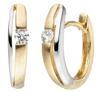 Paio Cerchietti 13,6x3,6mm Di 333 Oro Bicolore Smerigliato Con Cz