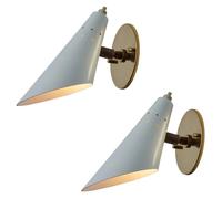 Paio Di 1960s Stilux Milano Paralume Bianco Applique Lampada Classy Icona Muro
