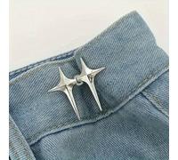 paio di fibbie per cintura, bottoni decorativi con fibbia per cintura a forma di stella, senza cuciture, bottone staccabile per la regolazione della vita - argentato