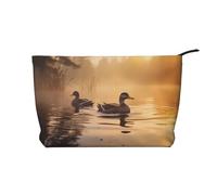 Paio di Mallard Ducks Floating stampato velluto borsa cosmetica grande capacità impermeabile viaggio articoli da toeletta borsa di immagazzinaggio, Nero , Taglia unica