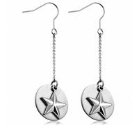 Paio Di Orecchini Acciaio Pendenti Cerchio Stelle